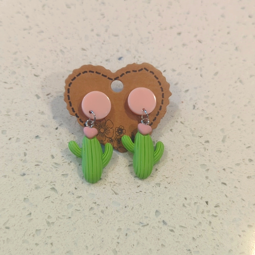 Cactus stud dangle earrings